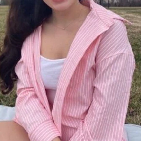 PINK STRIPED BLOUSE AND SHORTS SET SUMMER STREETWEAR - Picture 8 of 8